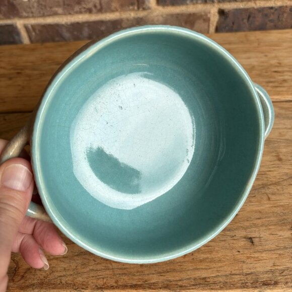 Aqua Taupe Winfield Pottery Covered Soup Chili Casserole Dish Pasadena READ - Picture 7 of 16